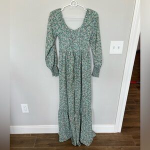 Green long sleeve MAXI dress